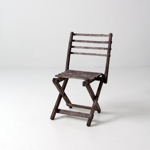 vintage children's chair, rustic wood folding chair image 1