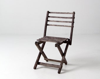 vintage children's chair, rustic wood folding chair