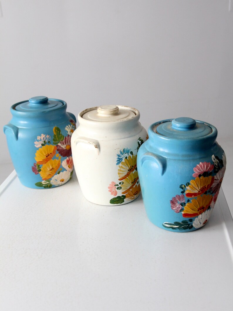 Ransburg Pottery cookie jar collection handpainted kitchen Etsy