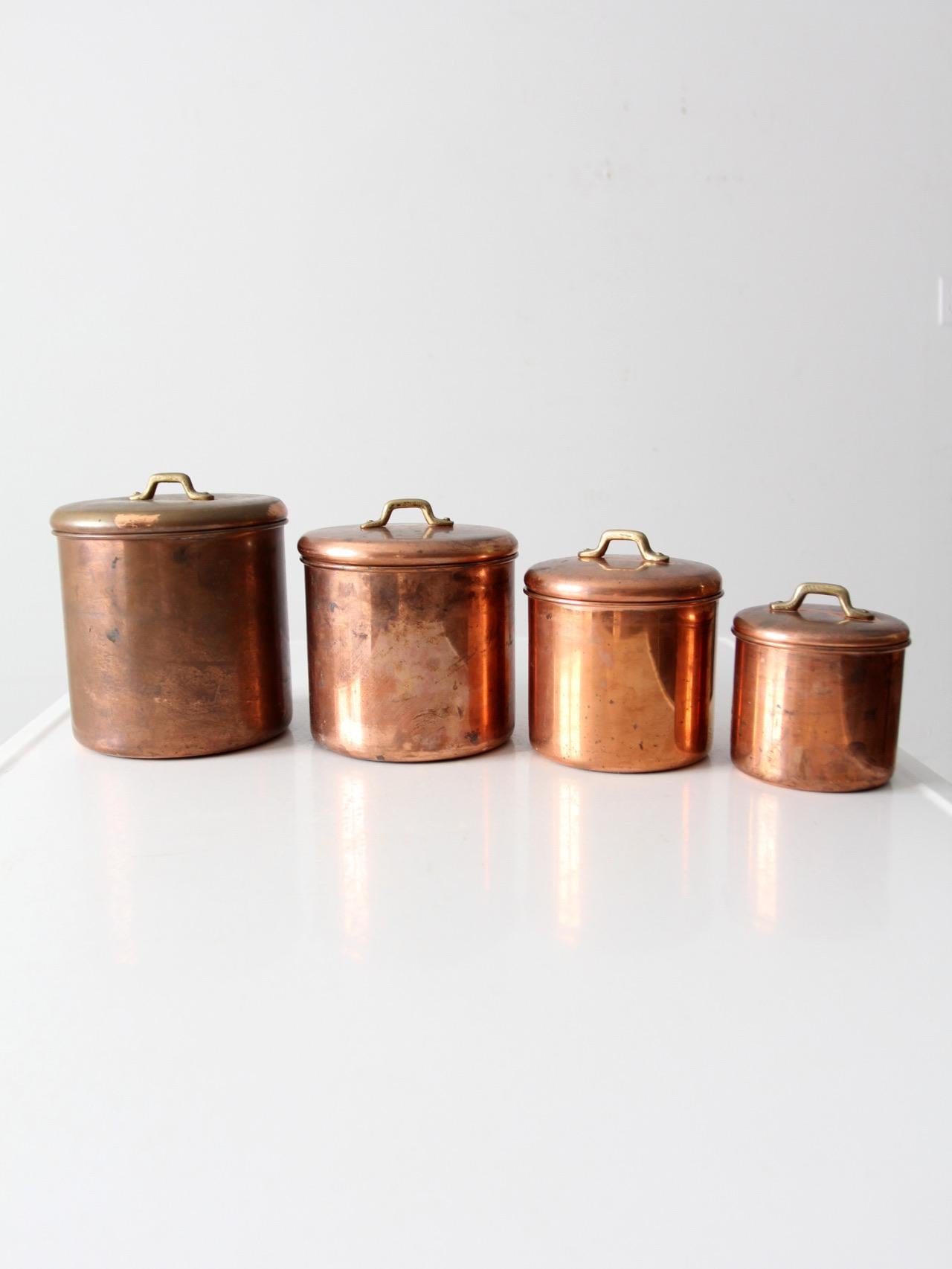 Vintage Copper Kitchen Canisters Set of 4 - Etsy