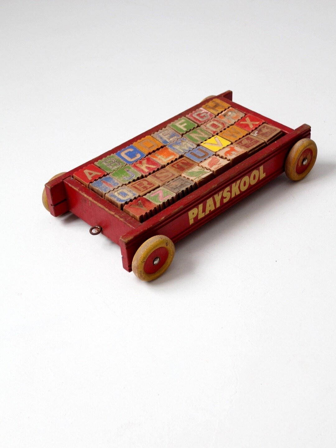Vintage Playskool Toy Wagon With Wooden Blocks Set - Etsy Denmark