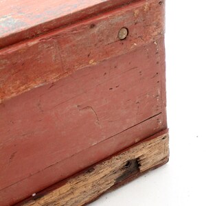 Antique Red Wooden Chest With Galvanized Top - Etsy