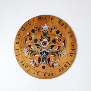 mid-century Norwegian hand-painted wood plate