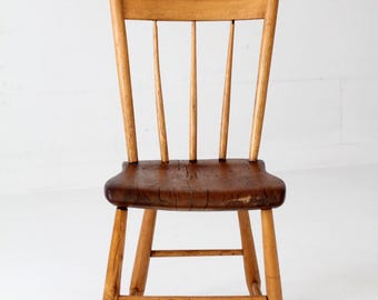 antique plank seat chair