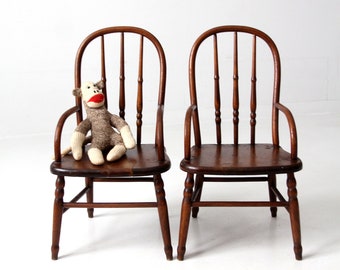 antique children's arm chairs pair