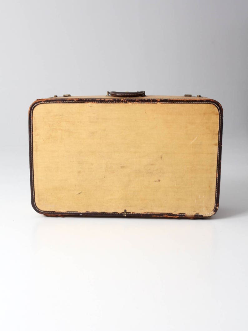 Vintage Suitcase Leather Trimmed Hardcase Luggage Etsy