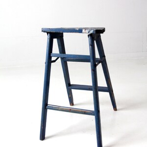 Vintage Wooden Step Stool, Blue Step Ladder - Etsy