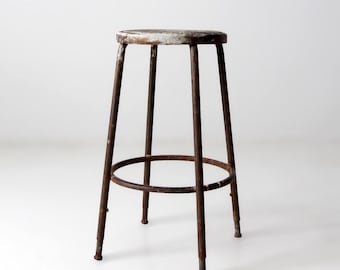 vintage industrial metal stool