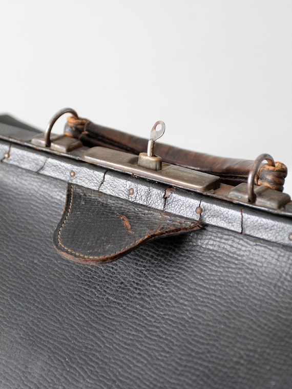 Antique Black Leather Doctor's Bag - Etsy
