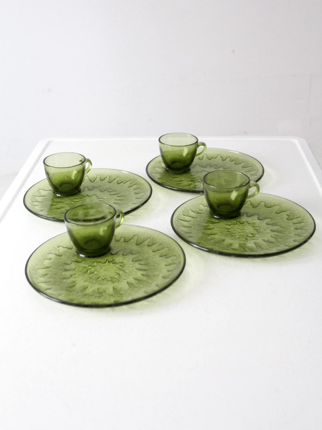 Vintage 70s Indiana Glass Sunburst Snack Set - Etsy