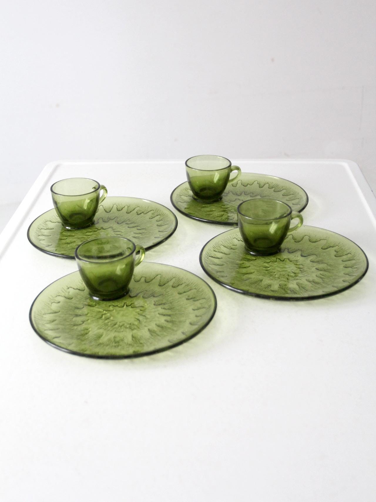 Vintage 70s Indiana Glass Sunburst Snack Set - Etsy