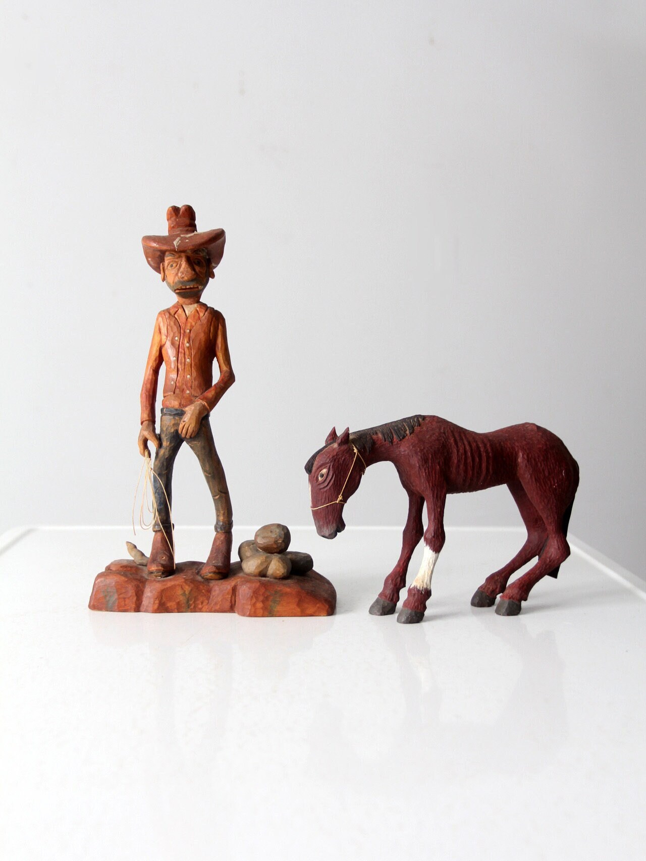 Wood carved cowboy - Etsy 日本