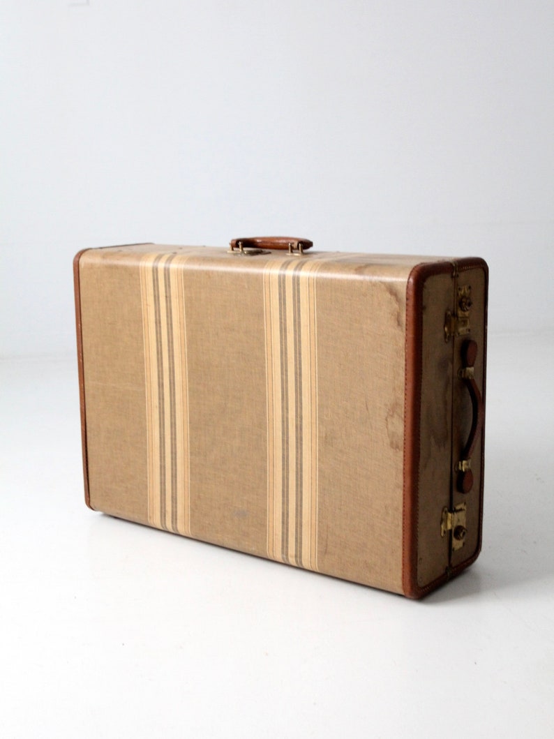 vintage striped wardrobe Max 54% OFF suitcase Soldering 1930s luggage