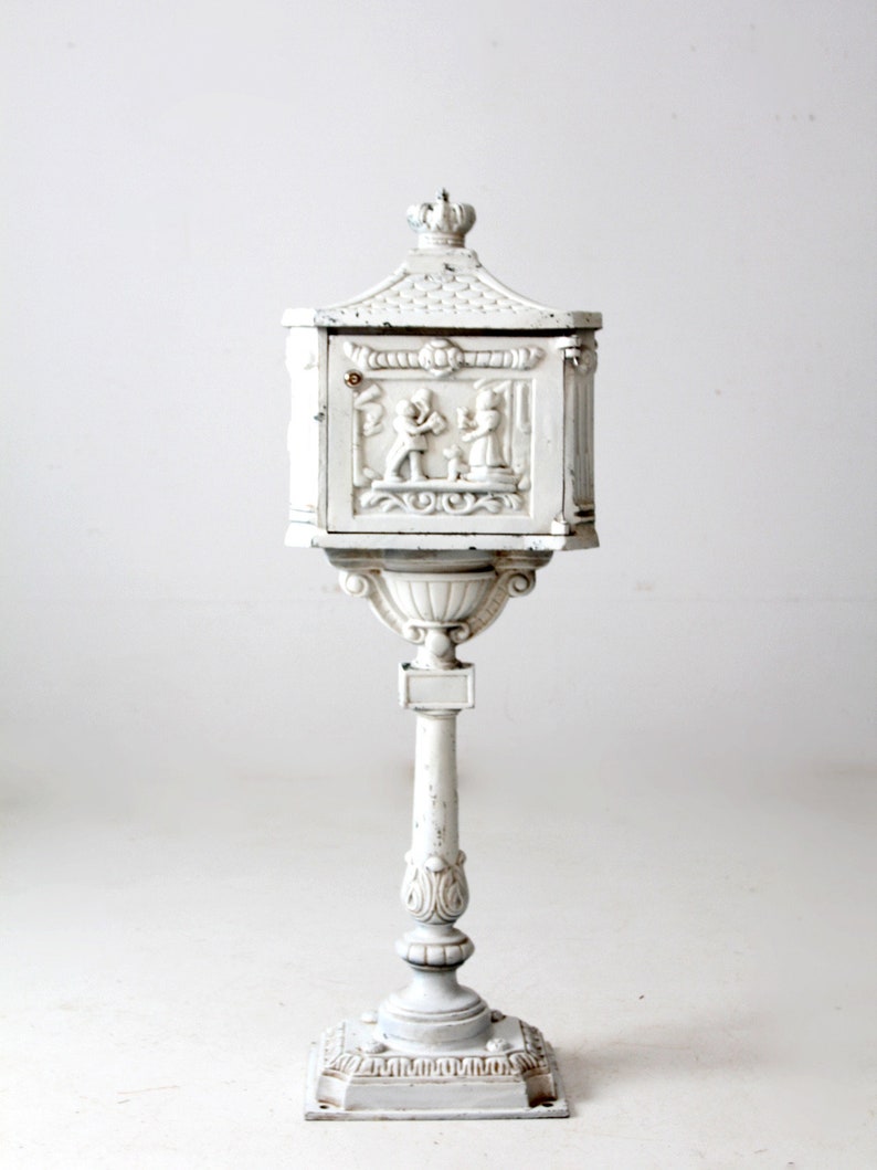 Antique Cast Iron Pedestal Mailbox Etsy