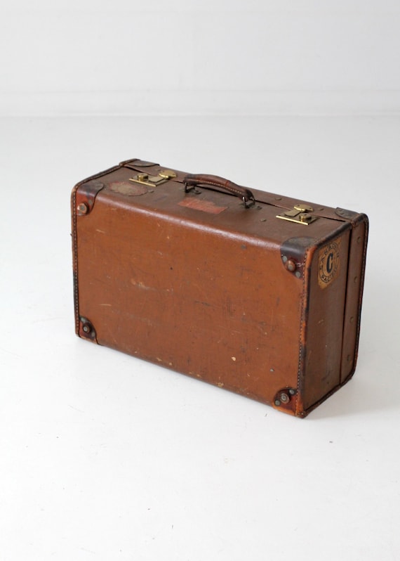 vintage hard leather suitcase