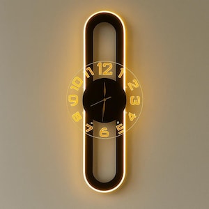 Luminous LED Wall Clock: Modern Acrylic Design with Neon Ambiance