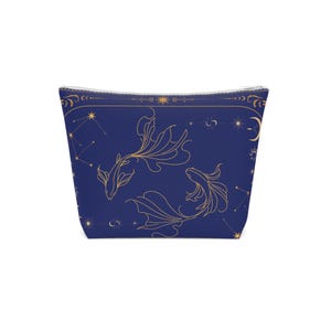 Cosmic Flower Cosmetic Bag - Celestial Makeup Pouch, Astrology Gift for Her, Starry Night Travel Bag, Zodiac Accessory Organizer