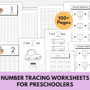 Number Tracing Worksheets for Preschoolers, Preschool Numbers Tracing Math Practice Worksheets, Handwriting Practice, Homeschool Learning