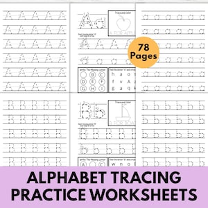 Alphabet Tracing Pages for Kindergarten, Upper and Lower Case Letters, Handwriting Practice for Kids Learning to Write, Printable Worksheets
