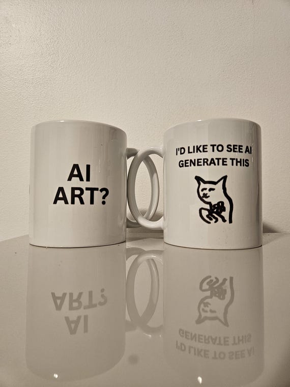 Cat Doodle Mug "AI Art? I'd like to see AI generate this" Original Design