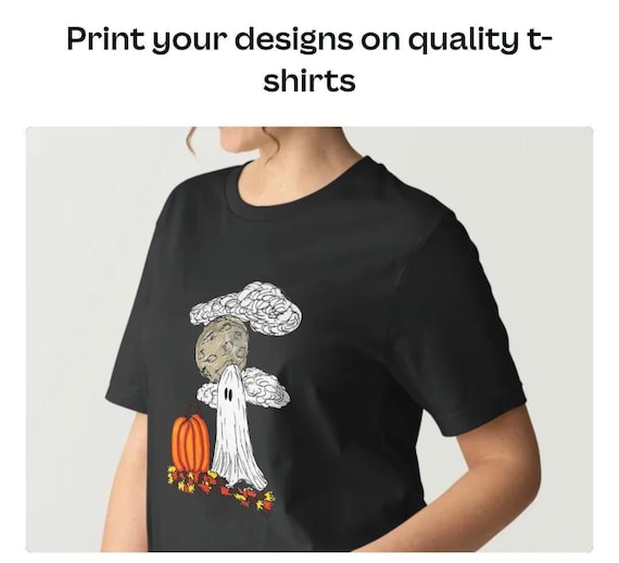Halloween Shirt Template Ghost & Pumpkin with Moon Spooky T-Shirt Digital Download