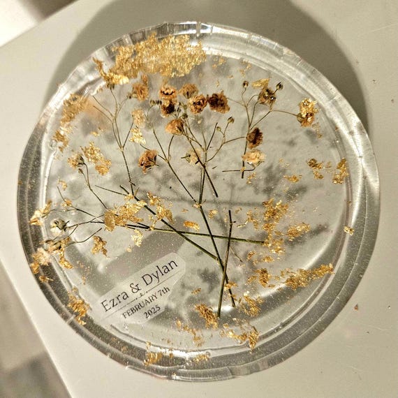 Wedding Gift Personalized Custom Floral Resin Coaster For Wedding Favor, Bridesmaid Gift