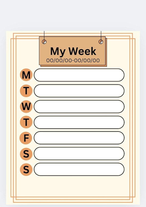 Canva Weekly Planner Template "My Week" With Dates and Days