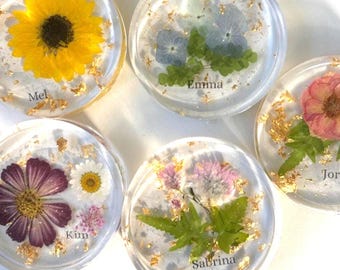Wedding Gift Personalized Custom Floral Resin Coaster For Wedding Favor, Bridesmaid Gift