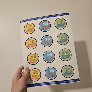 Planner Stickers pour ordinateur portable Feuille de 12 étiquettes autocollantes différentes pour agendas