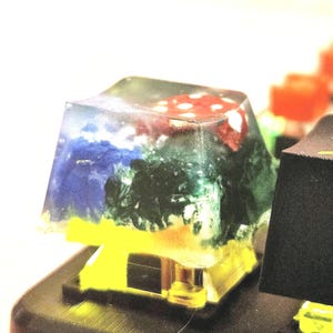 Mushroom Forest Artisan Keycap Cherry MX Profile ESC Keycap Handmade Resin Keycap with Plasticine Clay Cottagecore Keycap