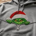 Grinch Embroidery Zipper Peeker Christmas Embroidery Design \u2013 Instant Download