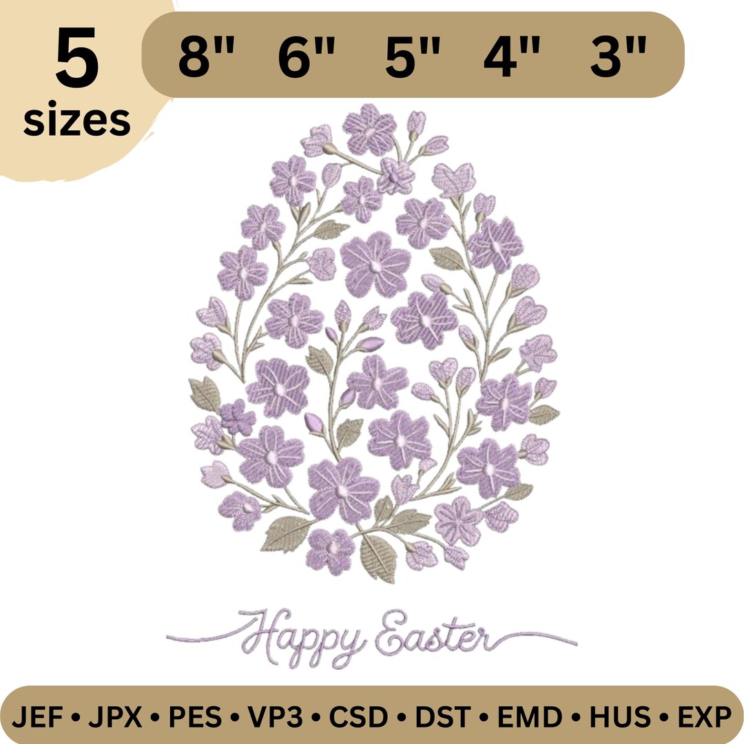 Floral Easter Egg Machine Embroidery Design, Machine Embroidery File ...