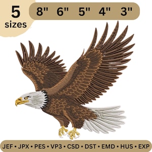 Flying Eagle-borduurontwerp, machineborduurbestand adelaar, vogelborduurpatroon, borduurontwerp met dieren in het wild, Instant Download