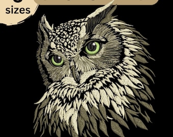 Owl Embroidery Design – Machine Embroidery Design of Realistic Bird Embroidery at Head Night Series Instant Download hoodies PES
