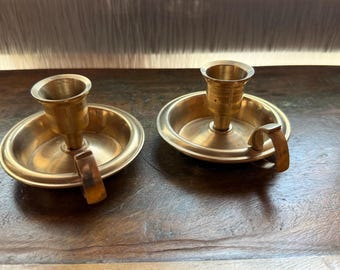 Vintage Brass Candle Holders: Holiday Dinner Table Decor, Set of Two