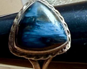 Vintage Labradorite Natural Stone 925 Sterling Silver Statement Ring