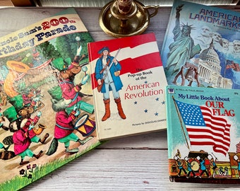 Vintage Patriotic Pop Up Children’s Book Set, Four Books Set