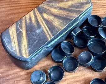 Antique Lacquer Snuff Box — with Blank Adding Machine Keys, 1800s Curiosity
