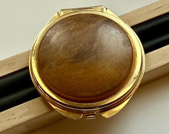 Vintage Hawaiian Koa Wood Pocket Mirror Compact