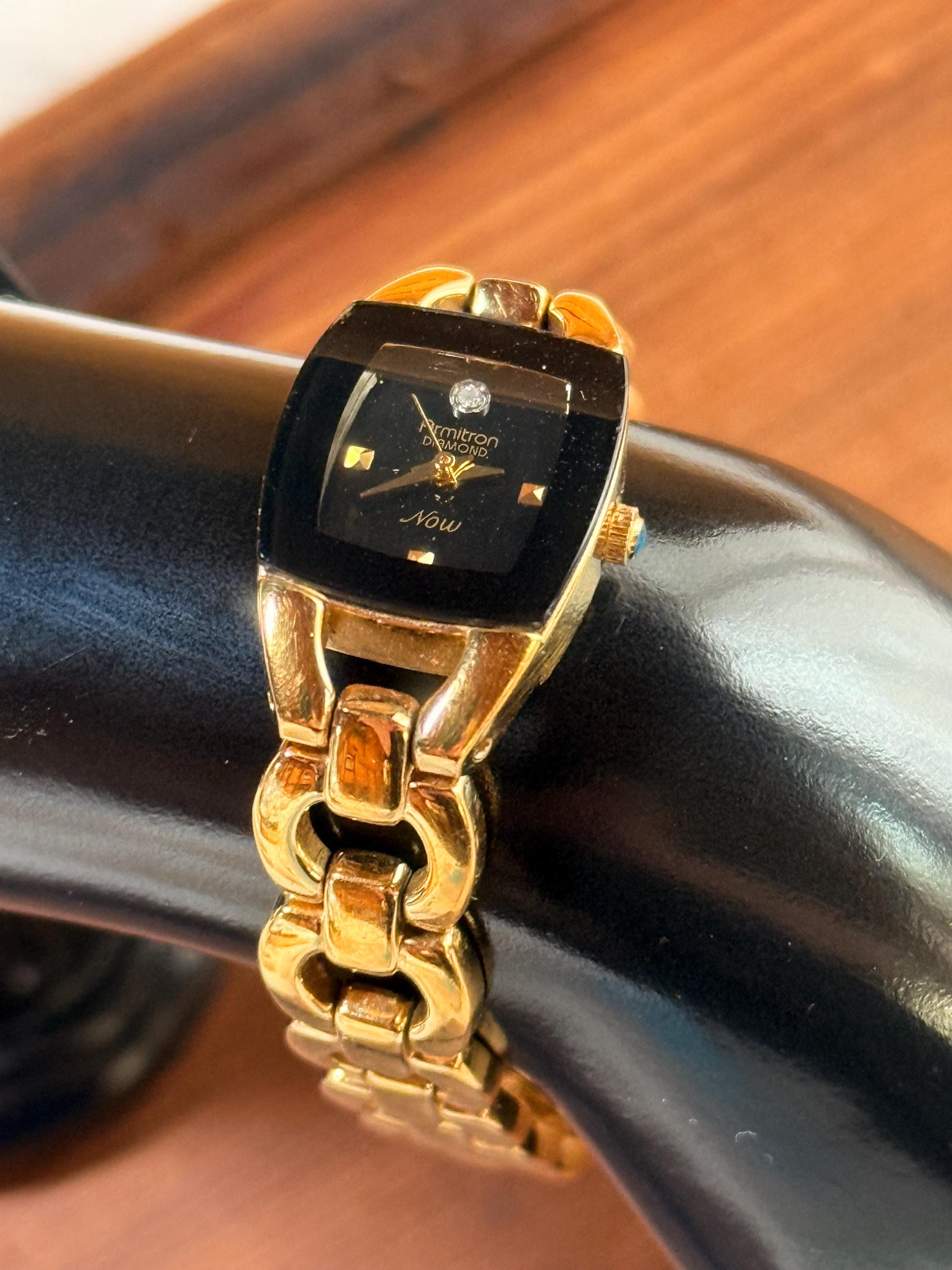 Vintage Two Tone Black & Gold Armitron Diamond Now Ladies Watch- Works! Armitron Diamond Watch - Etsy main image 3