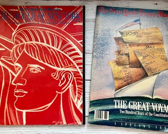 Vintage 1980s New York Times Magazine, The World of New York; Statue of Liberty and 200 Years of the Constitution