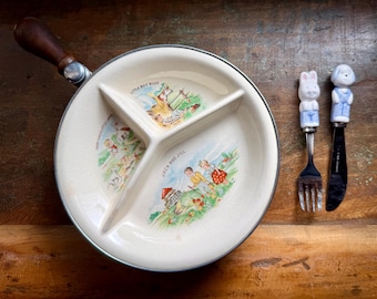 Vintage 1930s-40s Baby Food Warming Dish with Lillian Vernon Utensils