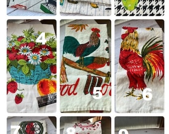 Vintage Retro Style Kitchen Tea Towels, Parisian Prints, Pure Linen, Choose Your Style