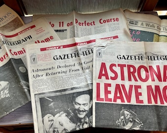 Vintage New York Times, The Moon; A New Frontier & Gazette Telegraph, Astronauts Leave Moon/Apollo 11 Newspapers, 1969