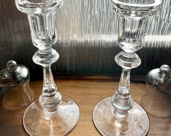 Vintage Crystal Candle Stick Holders with Votive Cups and Bonus Candles