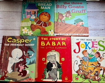 Vintage Variety of Wonder & Elf Brand Books, Set of Five, Babar, Casper, and More!