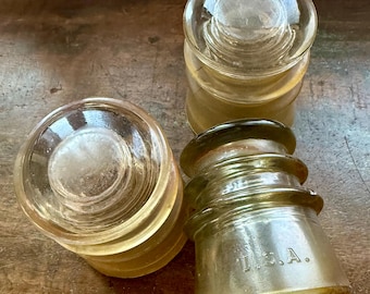Small Hemingray Clear Glass Insulator - Set of 3
