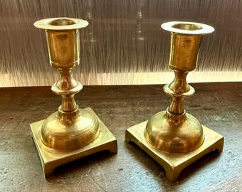 Vintage Brass Candle Stick Holders, Set of Two