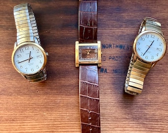 Vintage Three‑Piece Watch Set — Sergio Valente & Timex | Classic Mixed‑Brand Collection