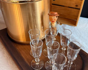 Vintage Anri Wine Cork, Ice Bucket & Shot Glasses – MCM Retro Barware Set